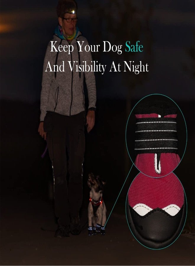 KUTKUT Dog Boots Waterproof Shoes for Dogs with Reflective Straps, Rugged Anti-Slip Soft Sole Dogs Paw Protector for Small Medium Large Dogs (Red, Size: 5) - Image 3